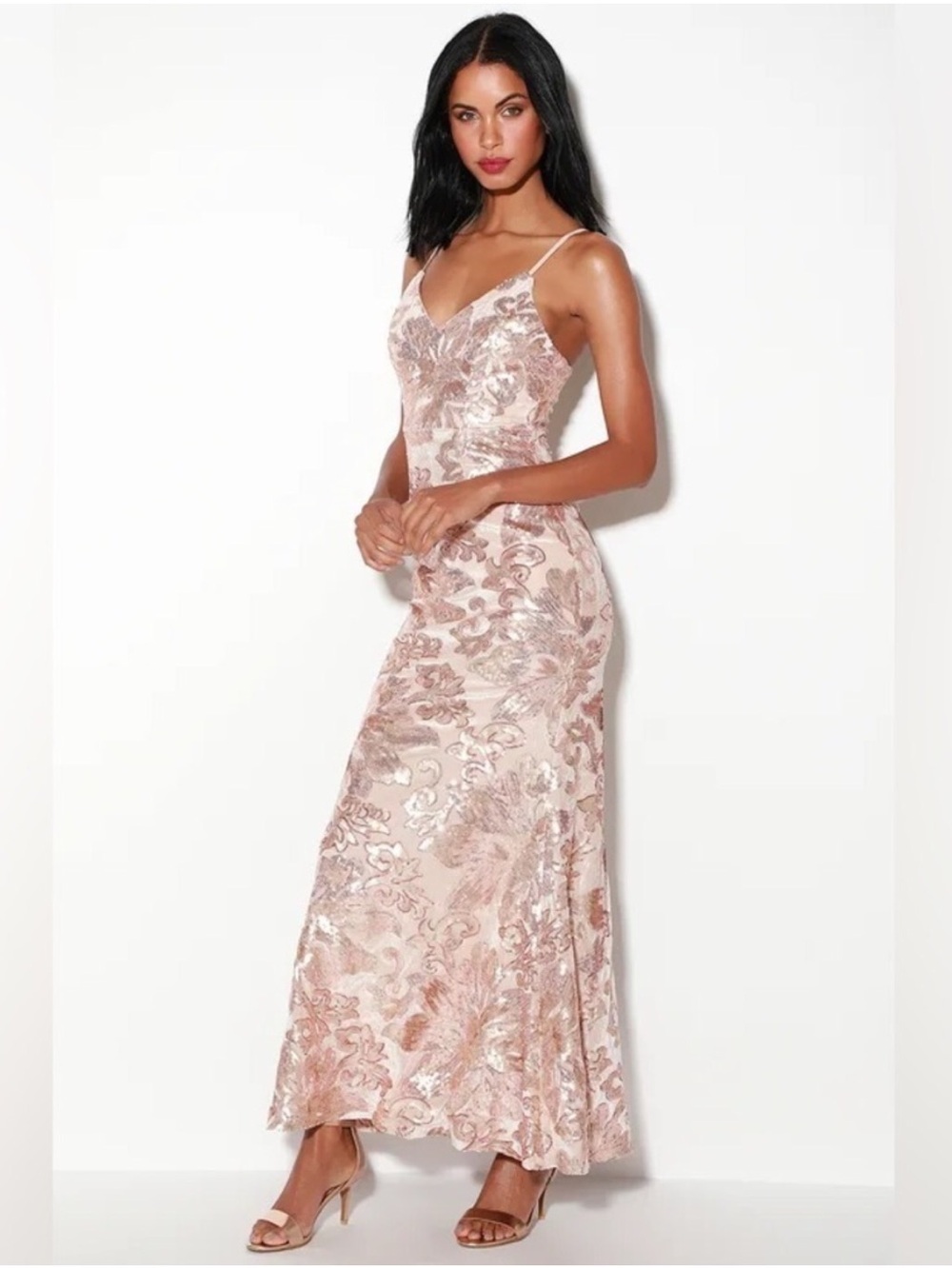 Lulus Live you To Blush Sequin Maxi Dress